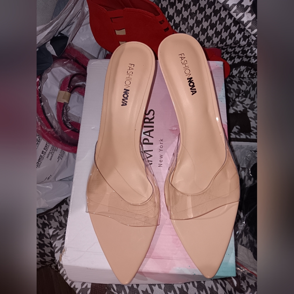 New Fashion Nova Tan Heels Suede Slip-On